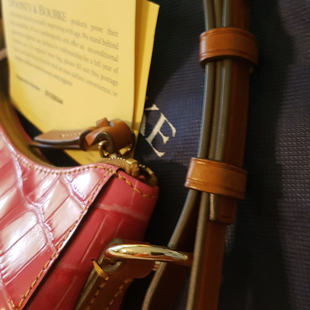 Dooney n Bourke NWT  Croco sm Kiley hobo hot pink - Picture 11 of 14